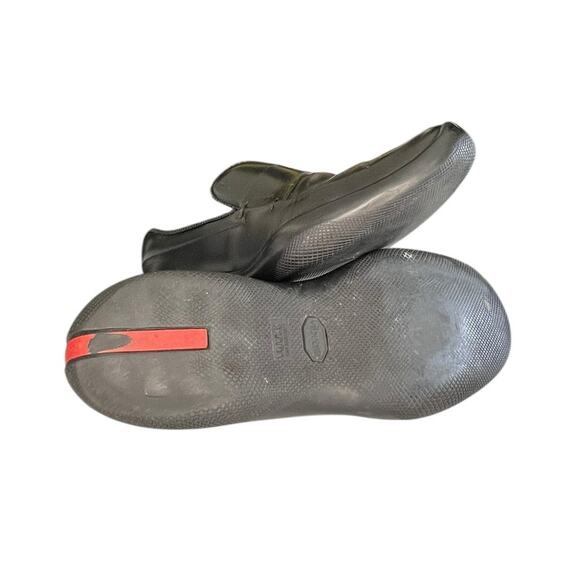 Vintage Mens Prada Leather Slip On Loafers Size 8 Black Rubber Soles - Picture 5 of 6